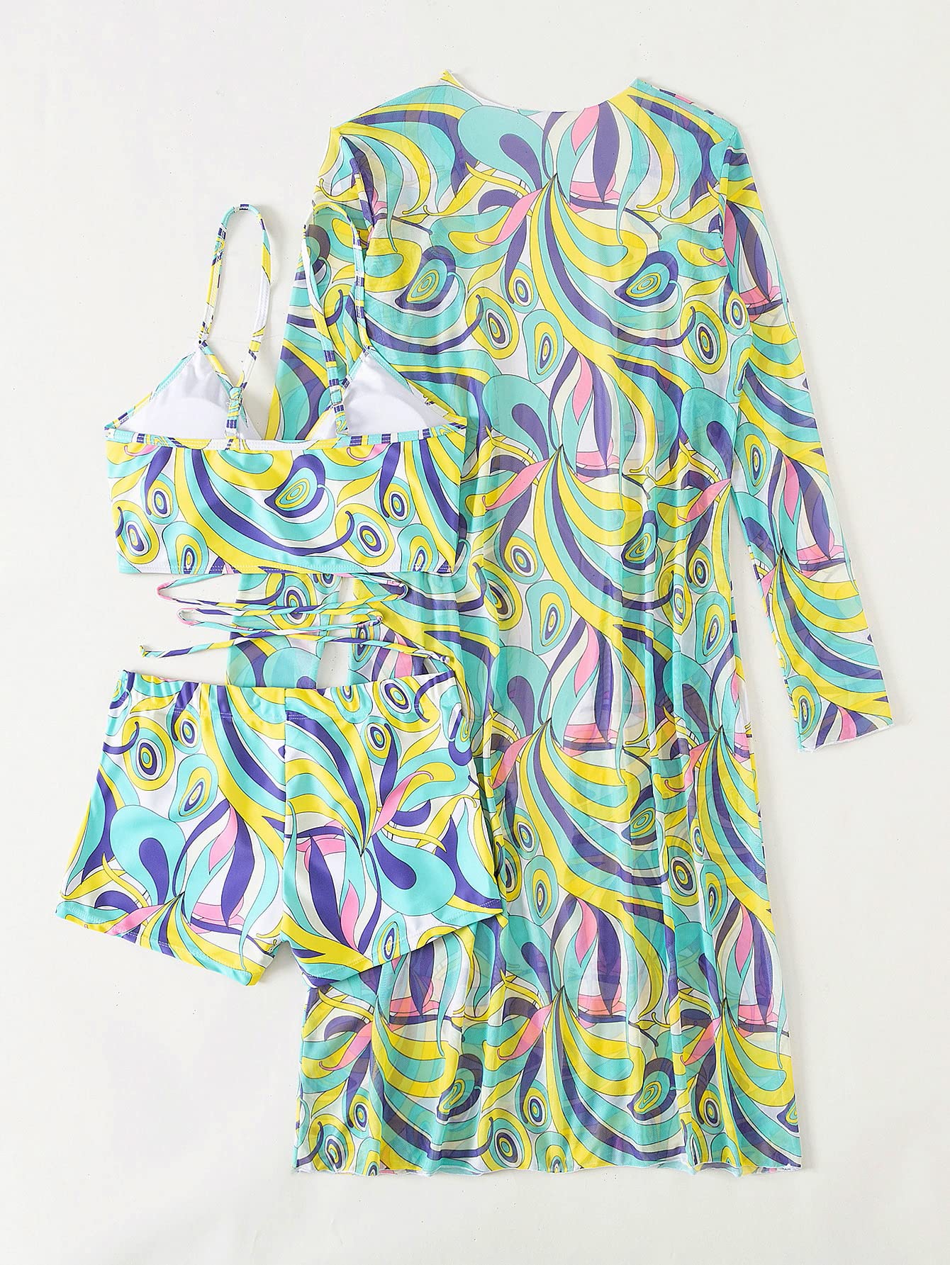 Women Printed 3 Pieces High Waist Bikini