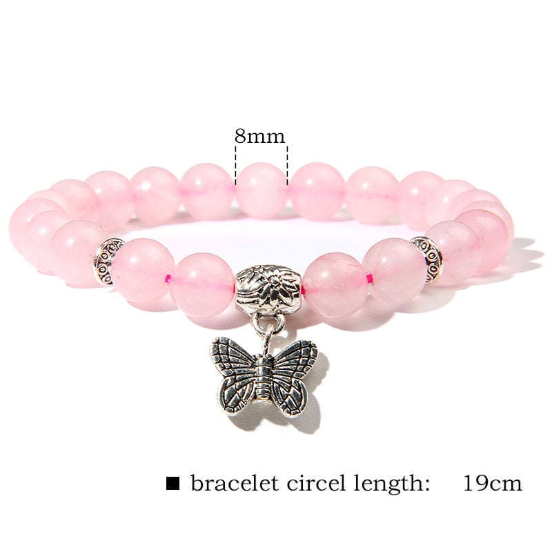 Trendy Rose Quartzs Bracelet Pink Crystal Beads Bracelets