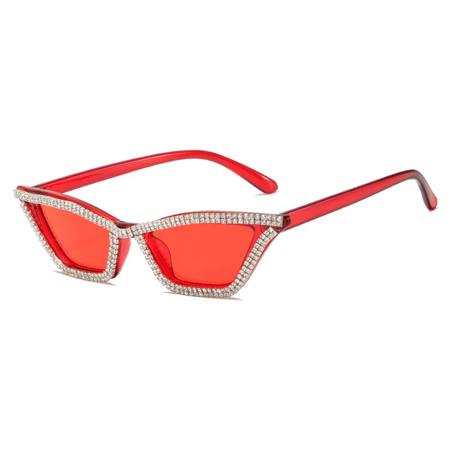 Rachymack Retro Cat Eye Sunglasses - Triangle Frame Crystal Sparkling Shades
