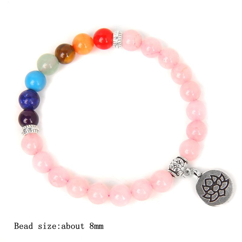 Trendy Rose Quartzs Bracelet Pink Crystal Beads Bracelets