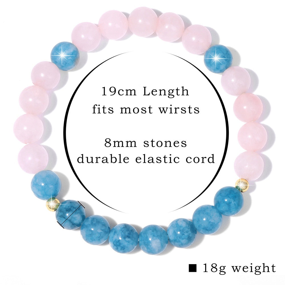 Trendy Rose Quartzs Bracelet Pink Crystal Beads Bracelets