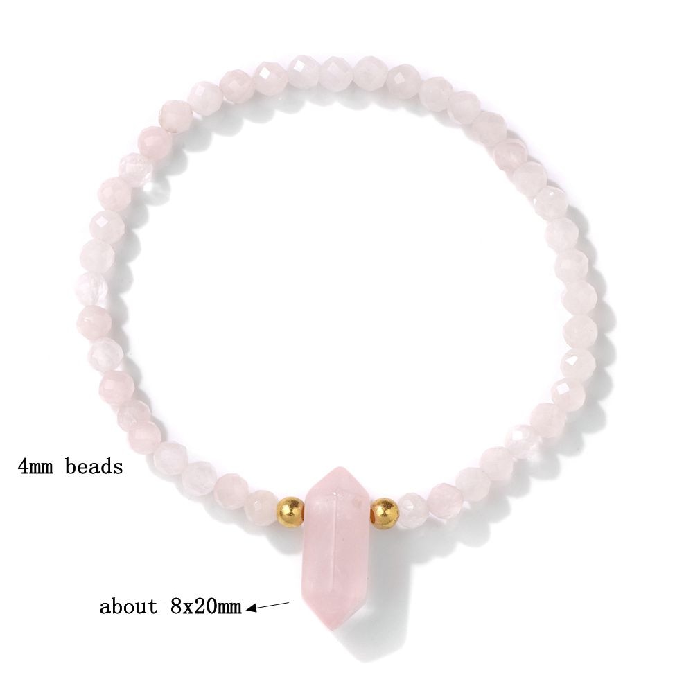 Trendy Rose Quartzs Bracelet Pink Crystal Beads Bracelets