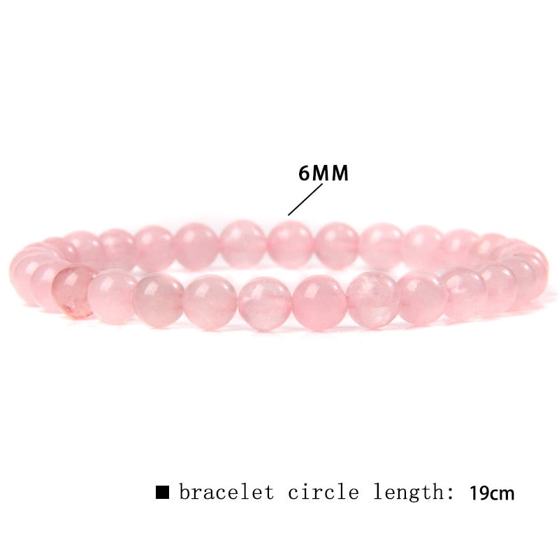 Trendy Rose Quartzs Bracelet Pink Crystal Beads Bracelets