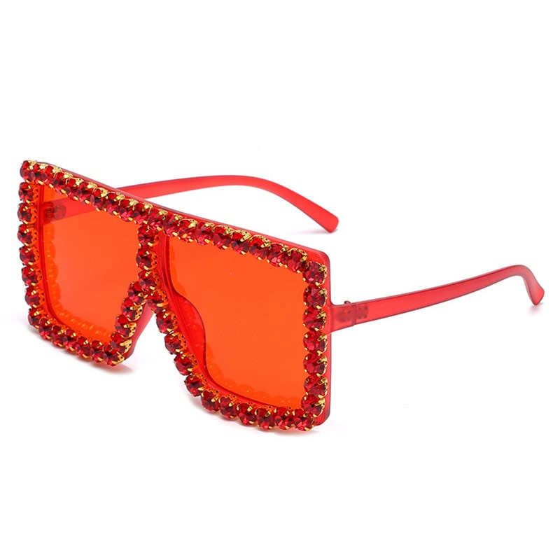 Brand Oversize Sunglasses Square Rhinestone Sun Glasses Gradient