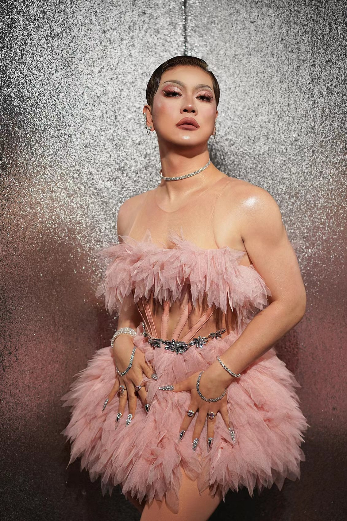 Pink Princess Tutu Cake Layered Tulle Dress