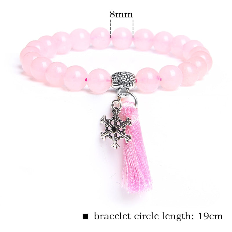 Trendy Rose Quartzs Bracelet Pink Crystal Beads Bracelets