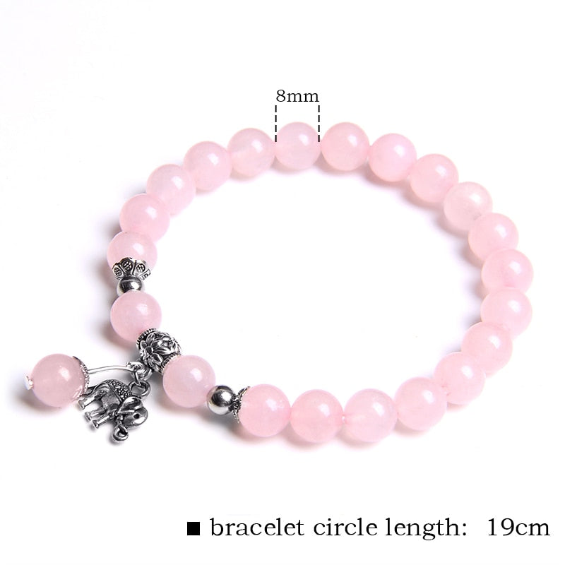 Trendy Rose Quartzs Bracelet Pink Crystal Beads Bracelets