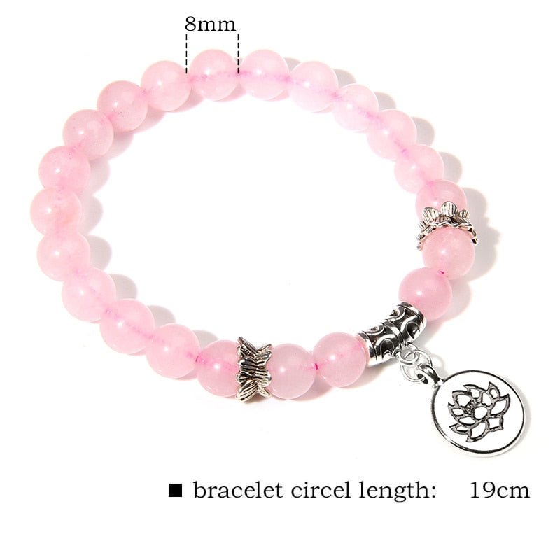 Trendy Rose Quartzs Bracelet Pink Crystal Beads Bracelets