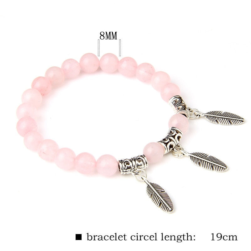 Trendy Rose Quartzs Bracelet Pink Crystal Beads Bracelets