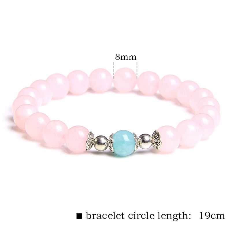 Trendy Rose Quartzs Bracelet Pink Crystal Beads Bracelets