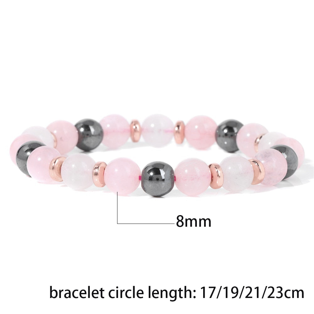 Trendy Rose Quartzs Bracelet Pink Crystal Beads Bracelets