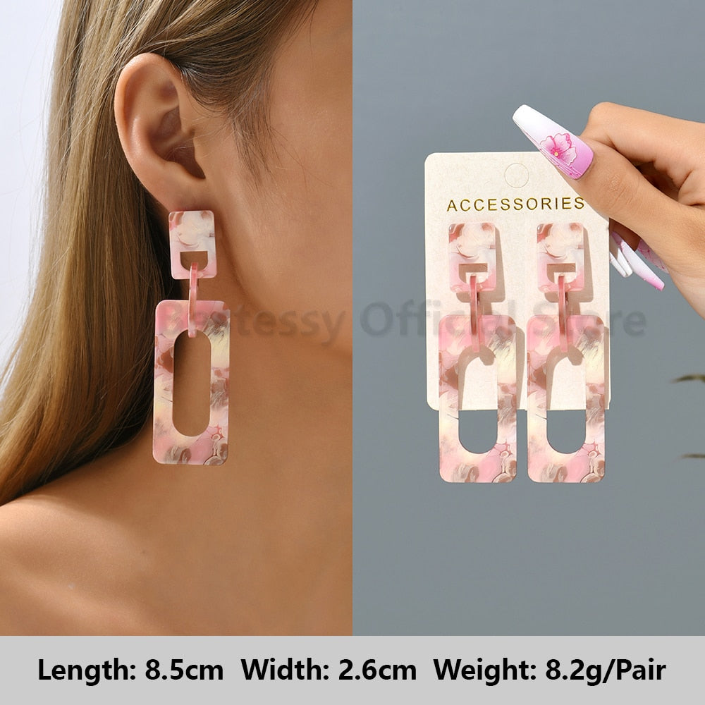Pink Luxury Crystal Drop Earrings For Women