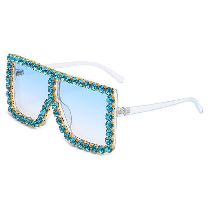 Brand Oversize Sunglasses Square Rhinestone Sun Glasses Gradient