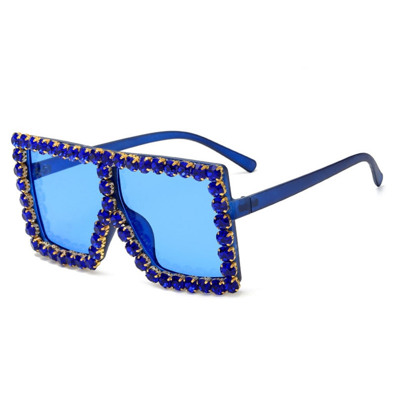 Brand Oversize Sunglasses Square Rhinestone Sun Glasses Gradient