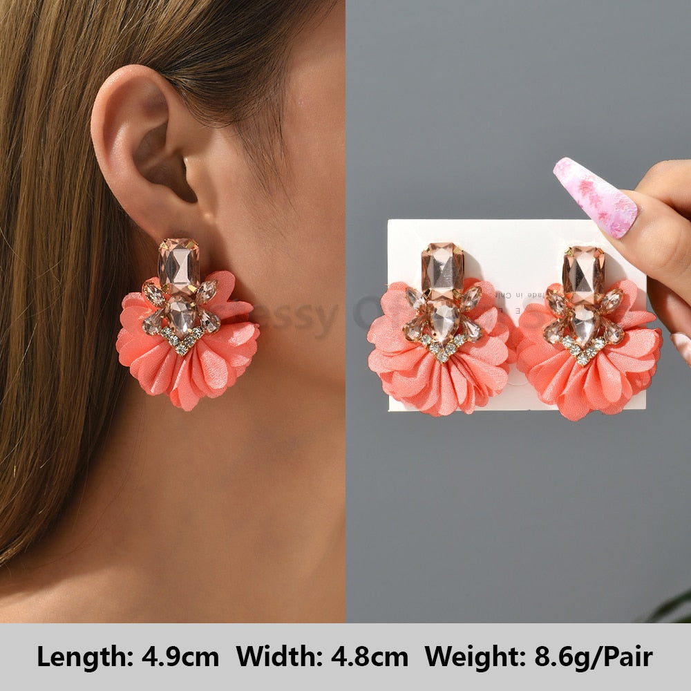 Pink Luxury Crystal Drop Earrings For Women