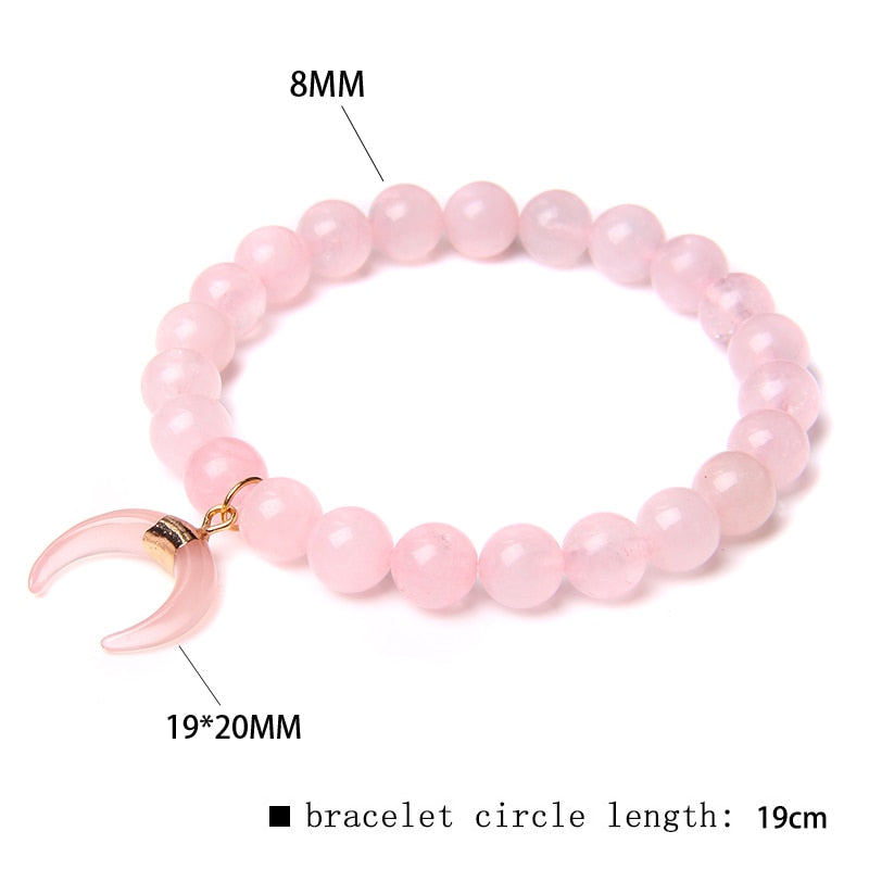 Trendy Rose Quartzs Bracelet Pink Crystal Beads Bracelets