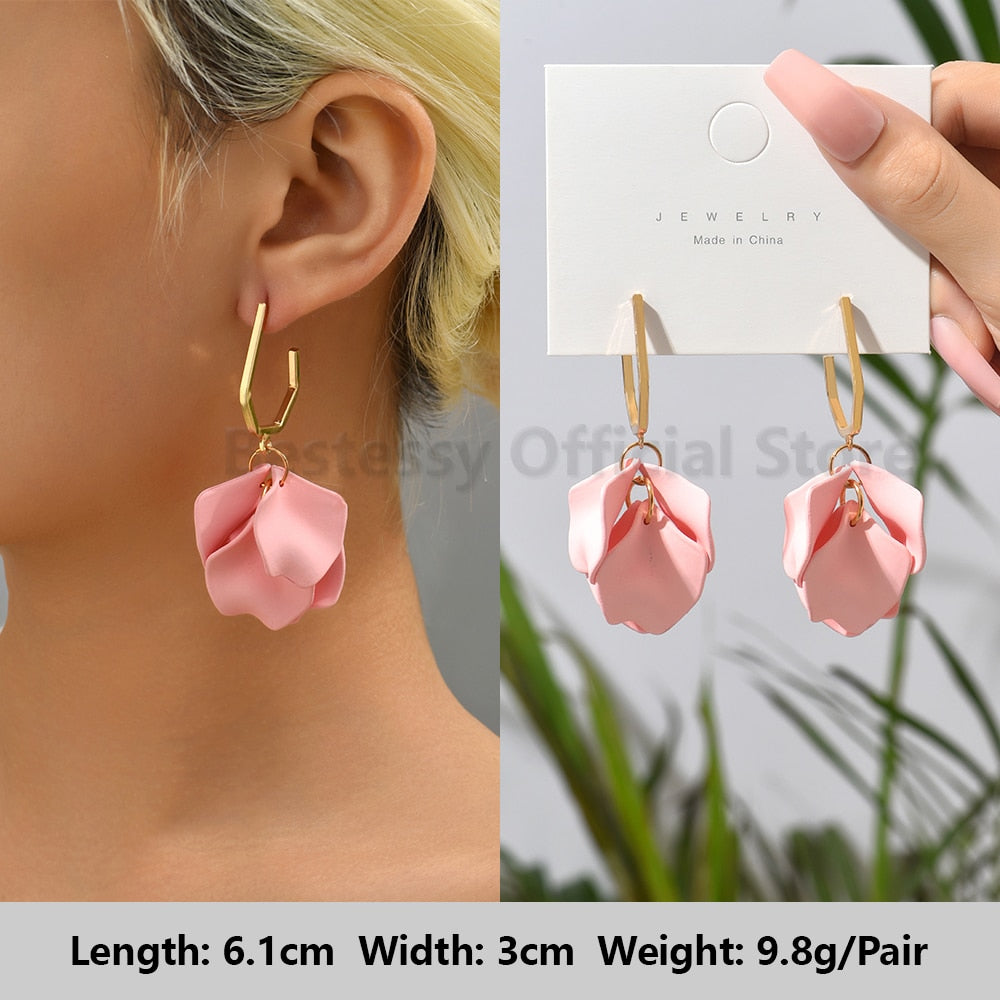 Pink Luxury Crystal Drop Earrings For Women