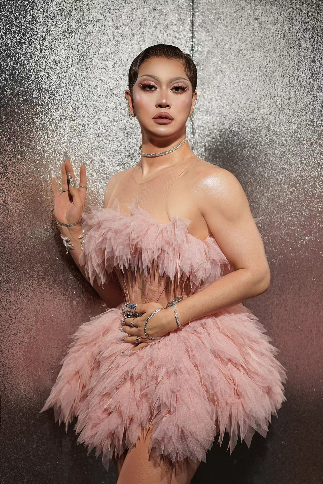 Pink Princess Tutu Cake Layered Tulle Dress