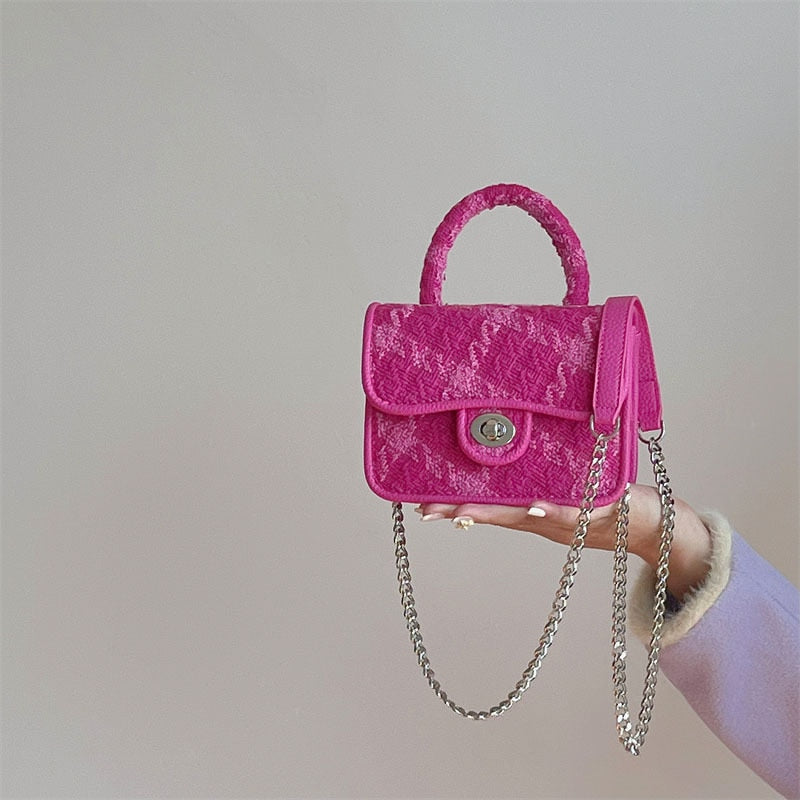 Rose Pink Women Lock Shoulder Bags