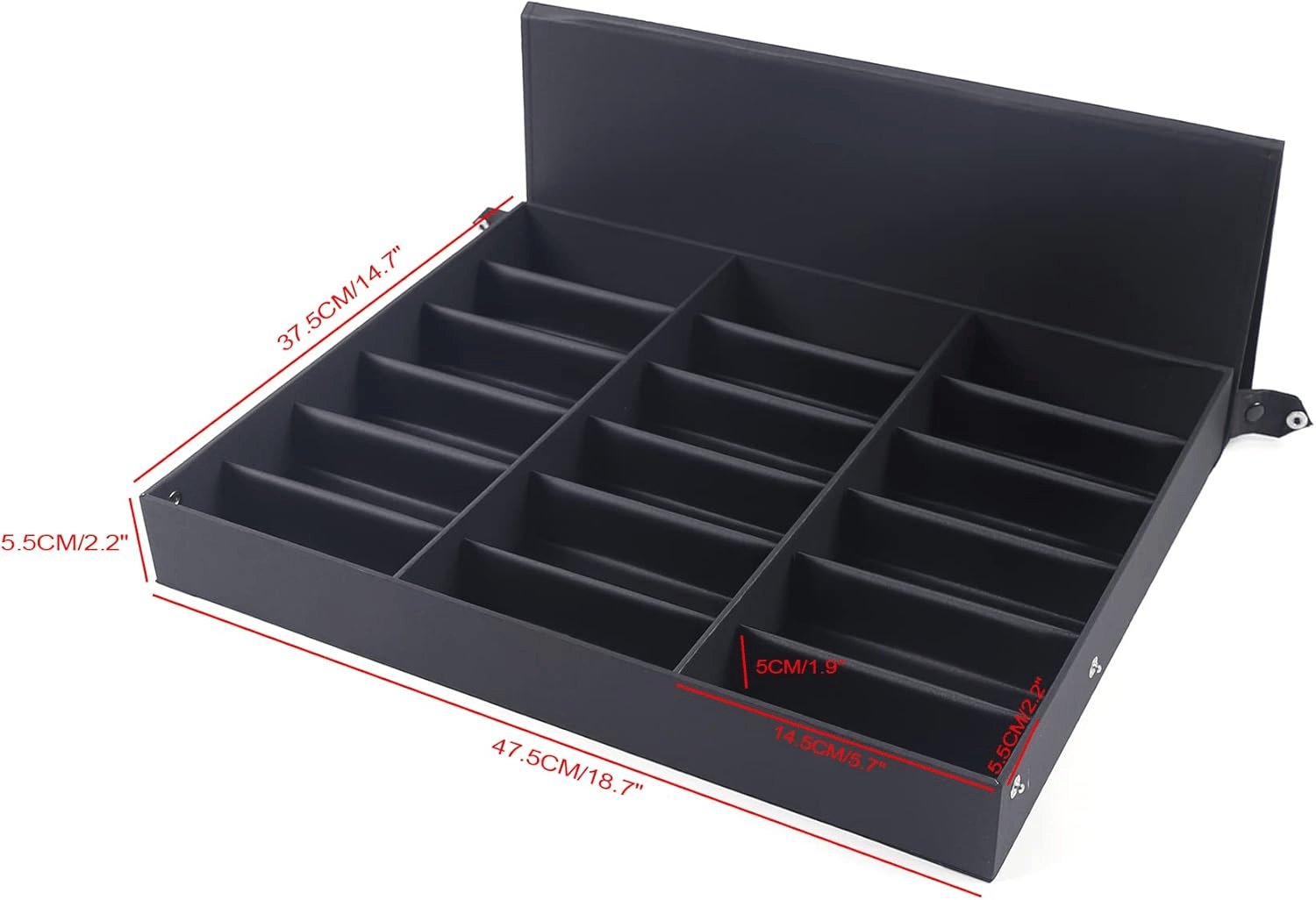 Rachymack 18 Slot Sunglasses Organizer,Sunglasses Display Case,Glasses Storage Case,Multiple Eyeglasses Holder Display Tray,Eyewear Cases with Lid for Stores,Offices,Homes (Black)