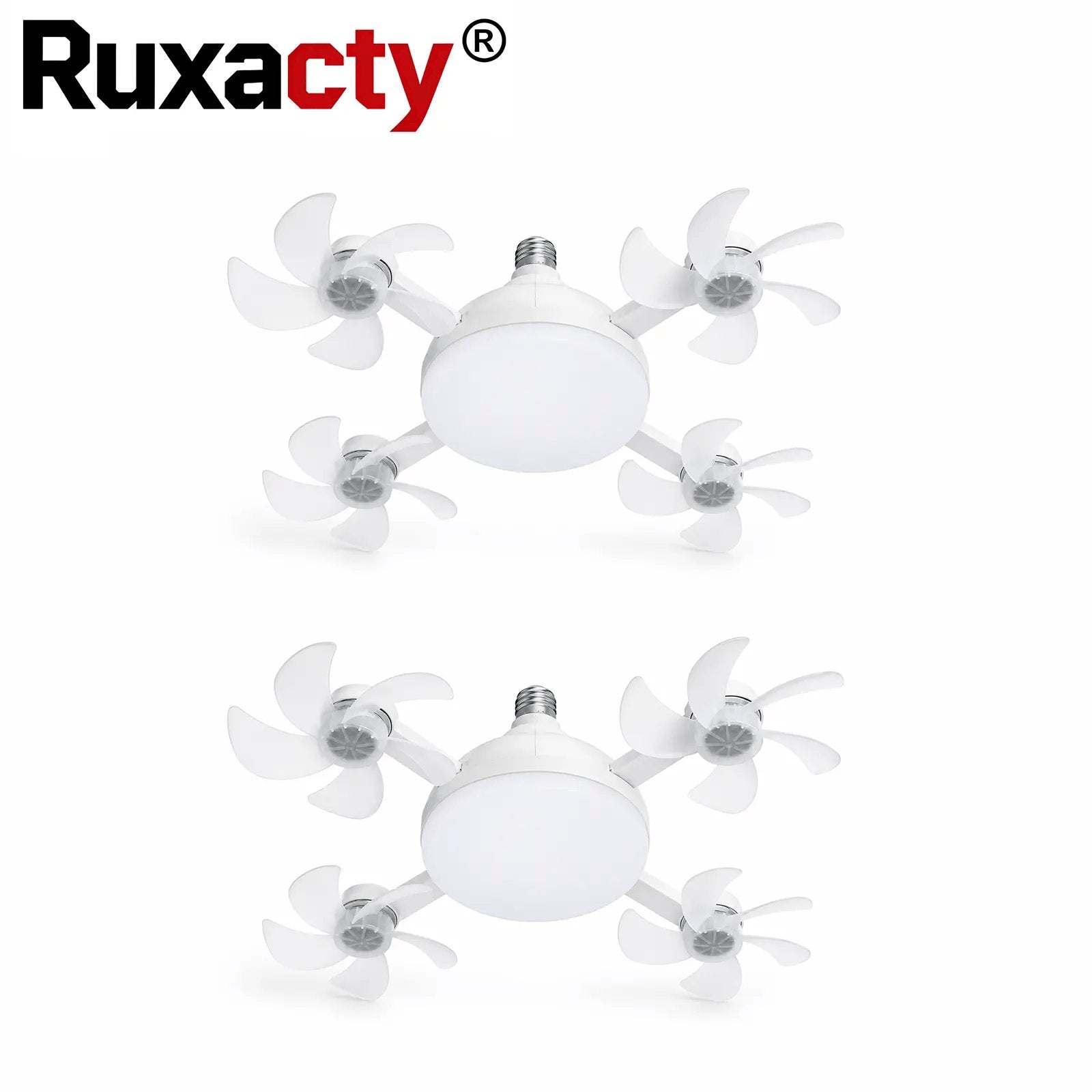 Rachymack 2 Pcs Ruxacty Screw in Ceiling Fan Light with Remote Control 19.7 Inch Foldable LED Socket Fan Light E26 Medium Base Ceiling Fan with 4 Fan Blades Quiet Airflow Bright Lighting Easy Installation for Bedroom Kitchen Garage Office and Dorm