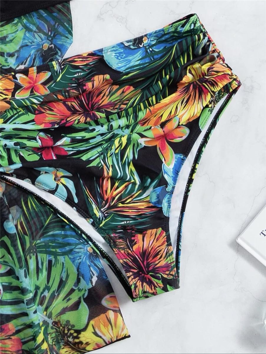 Rachymack 3 Piece Floral Printed Push Up Bikini Set