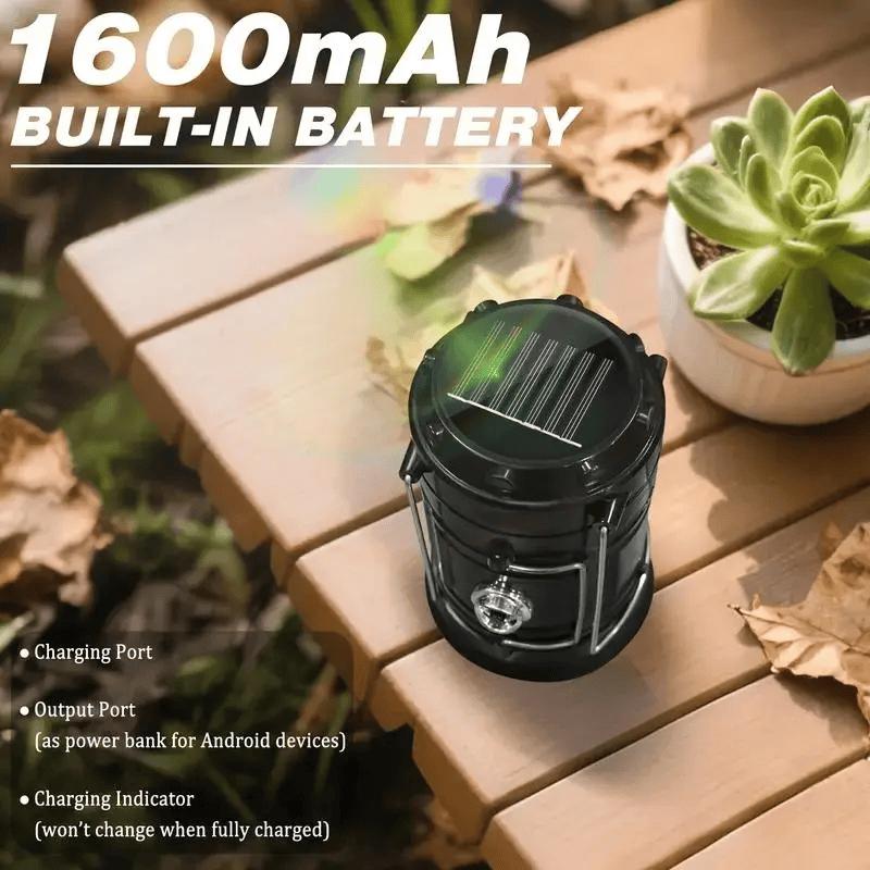 Rachymack Black 4 Pack 4-Pack Collapsible Portable LED Camping Lantern Lightweight Waterproof Solar USB Rechargeable Flashlight for Indoor/Outdoor Emergency Use