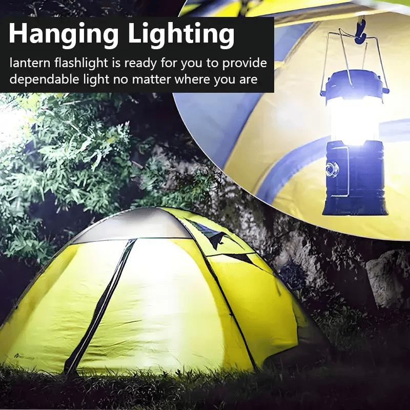 Rachymack Black 4 Pack 4-Pack Collapsible Portable LED Camping Lantern Lightweight Waterproof Solar USB Rechargeable Flashlight for Indoor/Outdoor Emergency Use