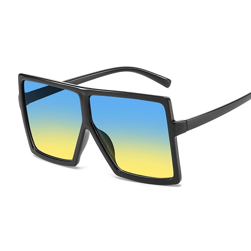 Rachymack Black Blue Yellow Big Frame Sun Glasses Female Vintage Retro Unisex Oculos Feminino