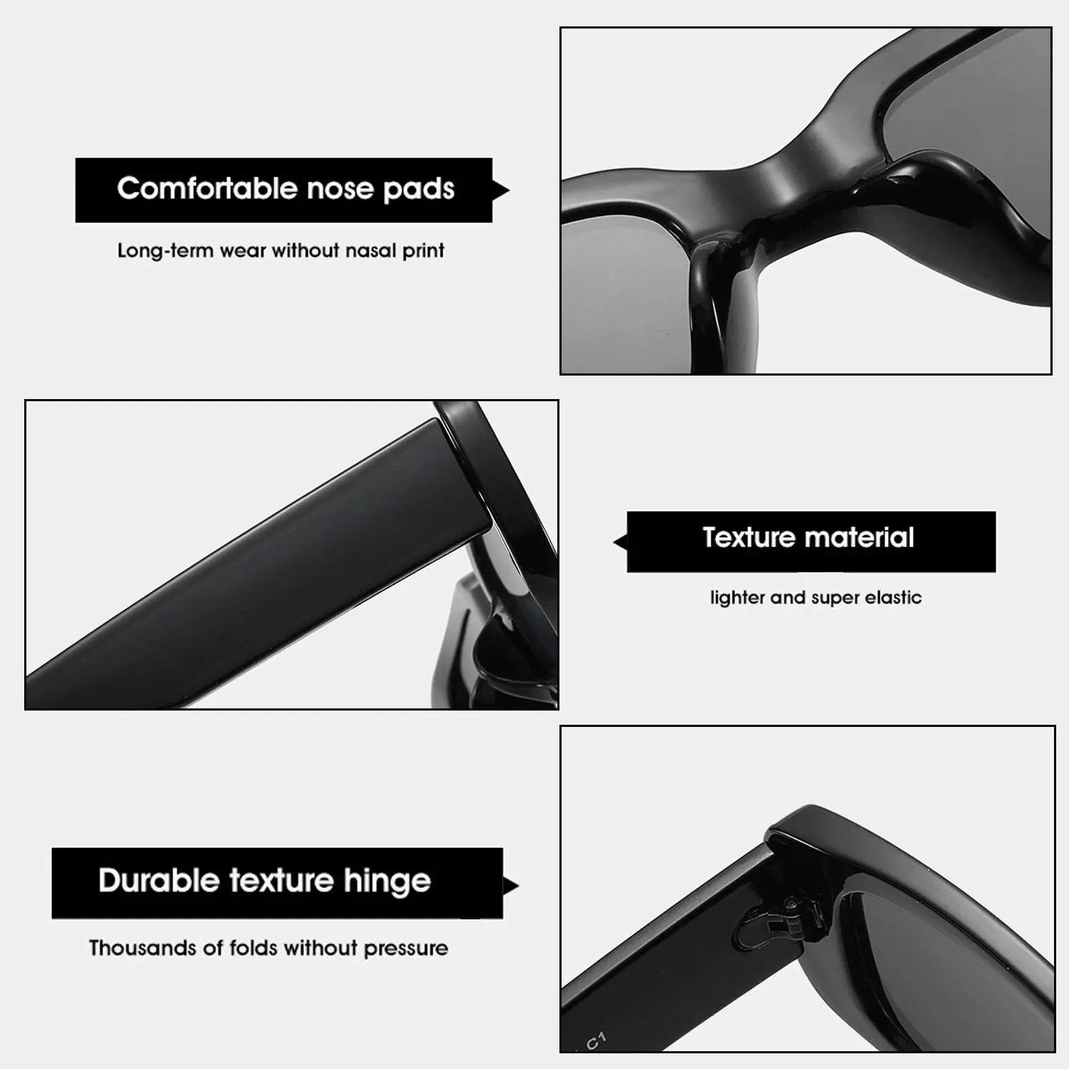 Rachymack Black / Leopard Print Rectangle Sunglasses for Women Retro Driving Glasses - 90S Vintage Narrow Square Frame - Aesthetic Fashion Eyewear for Streetwear & Travel