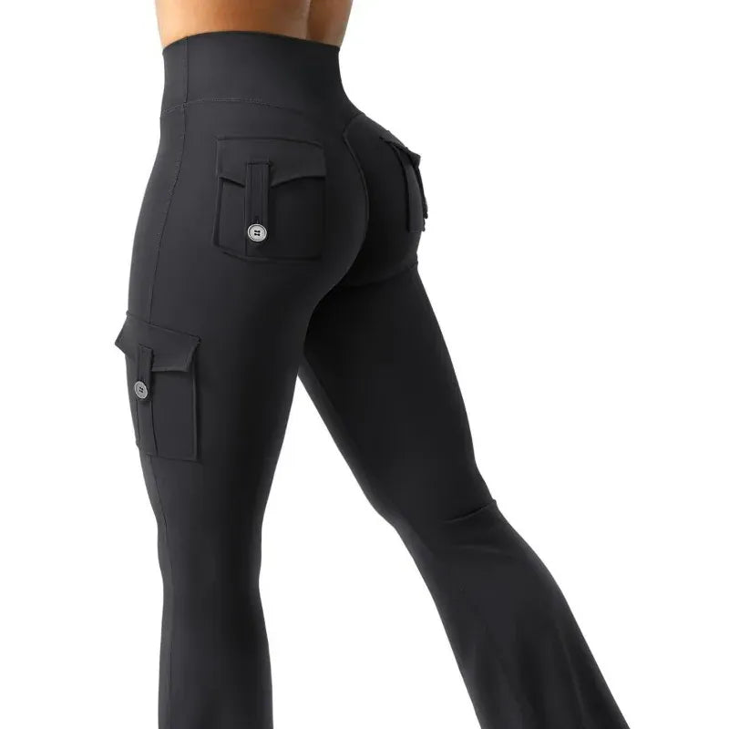 Rachymack black / S Women Workout Flare Leggings with Pockets