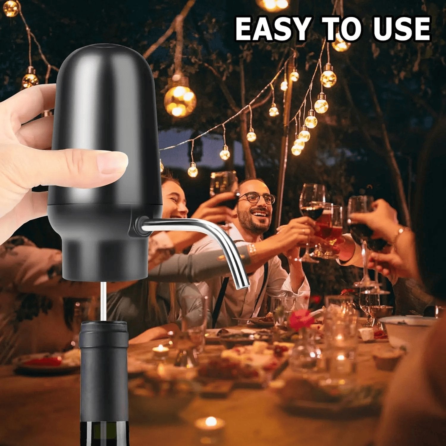 Rachymack Electric Wine Aerator Wine Pump Dispenser for Wine Bottles Elegant Stainless Steel Design, Rechargeable Gift for Wine Lovers
