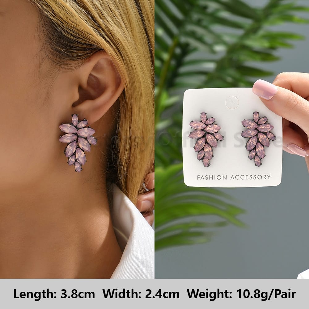 Rachymack Light Pink 11 Pink Luxury Crystal Drop Earrings For Women
