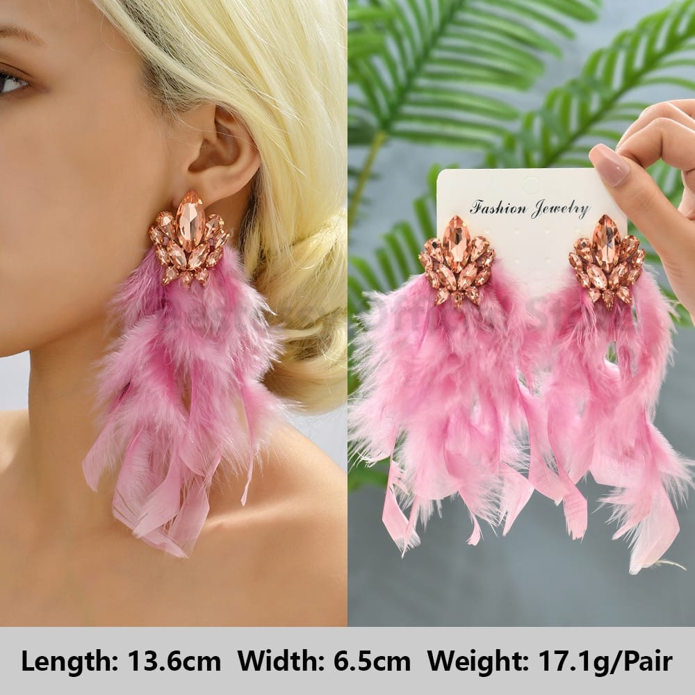 Rachymack Light Pink 16 Pink Luxury Crystal Drop Earrings For Women