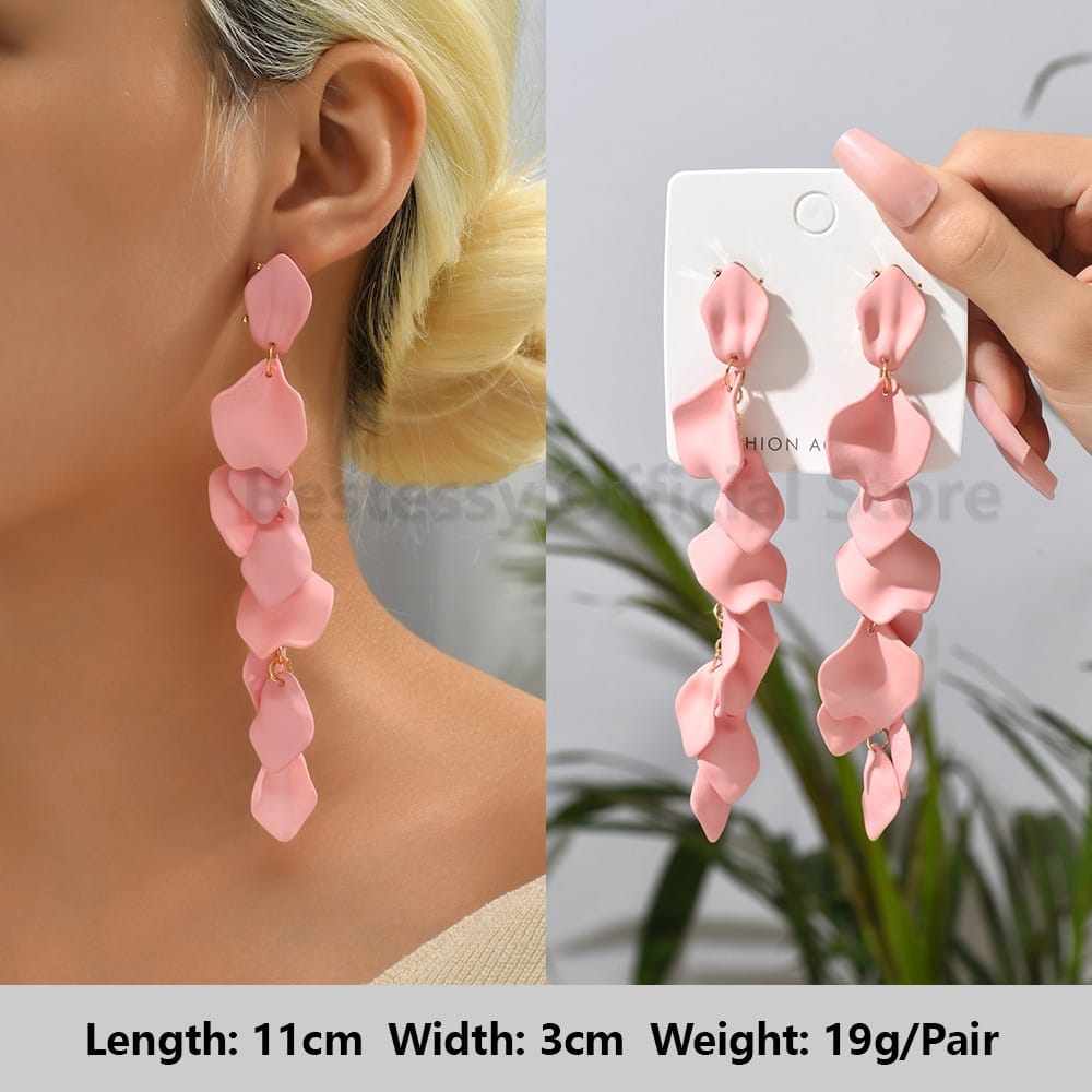 Rachymack Light Pink 25 Pink Luxury Crystal Drop Earrings For Women
