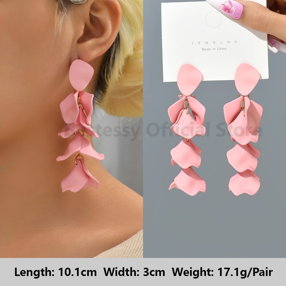 Rachymack Light Pink 26 Pink Luxury Crystal Drop Earrings For Women