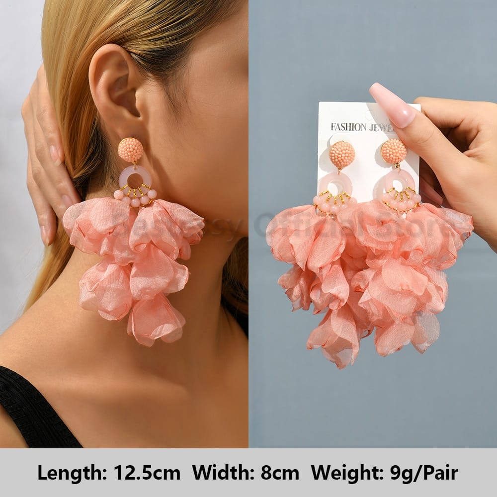 Rachymack Light Pink 5 Pink Luxury Crystal Drop Earrings For Women