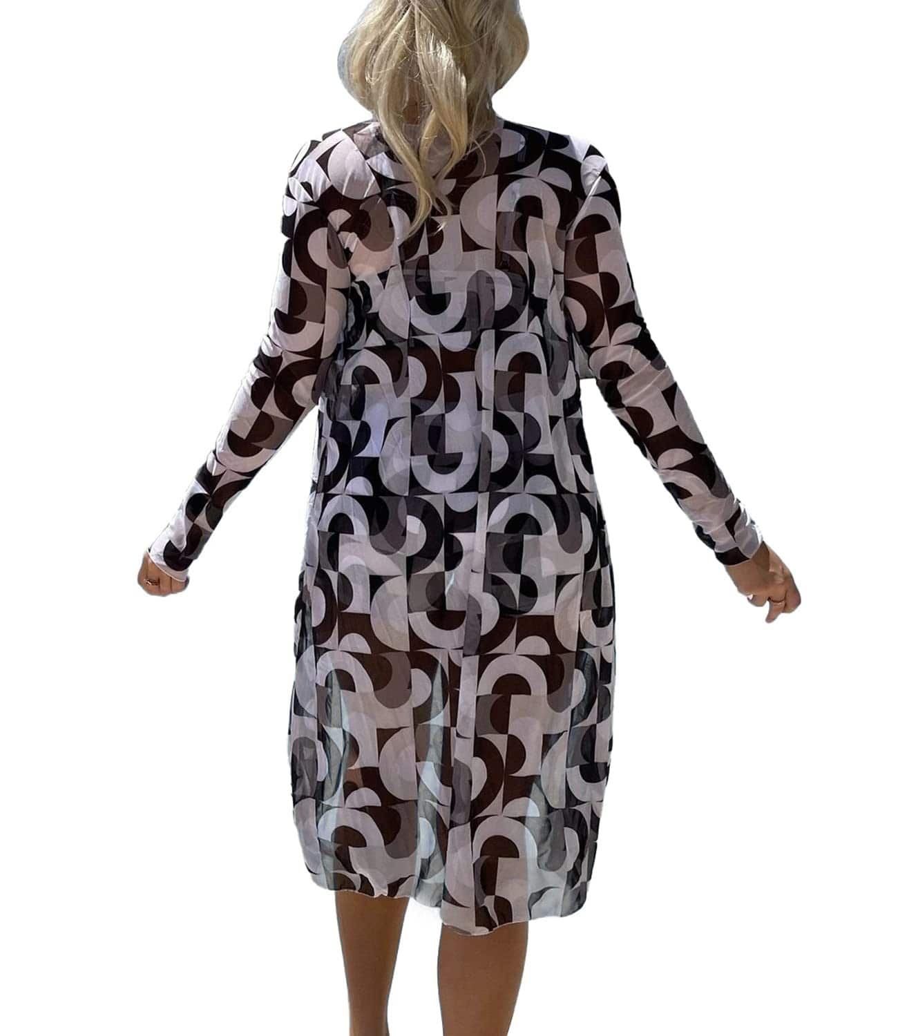 Rachymack Medium / Black and White Women's Swimsuit Printed Ruched Long Sleeve