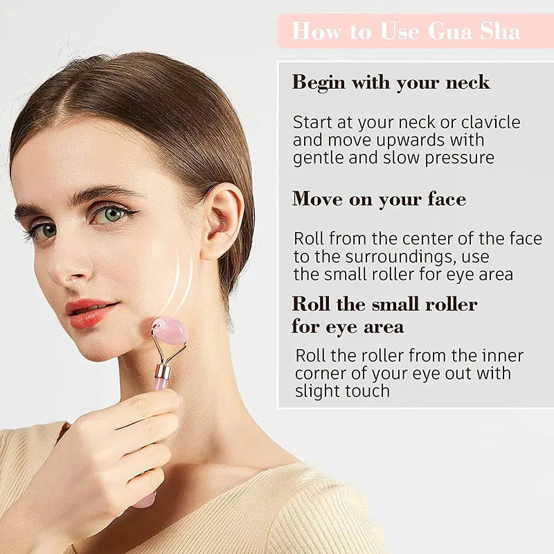 Rachymack Rose Quartz Face Roller & Gua Sha