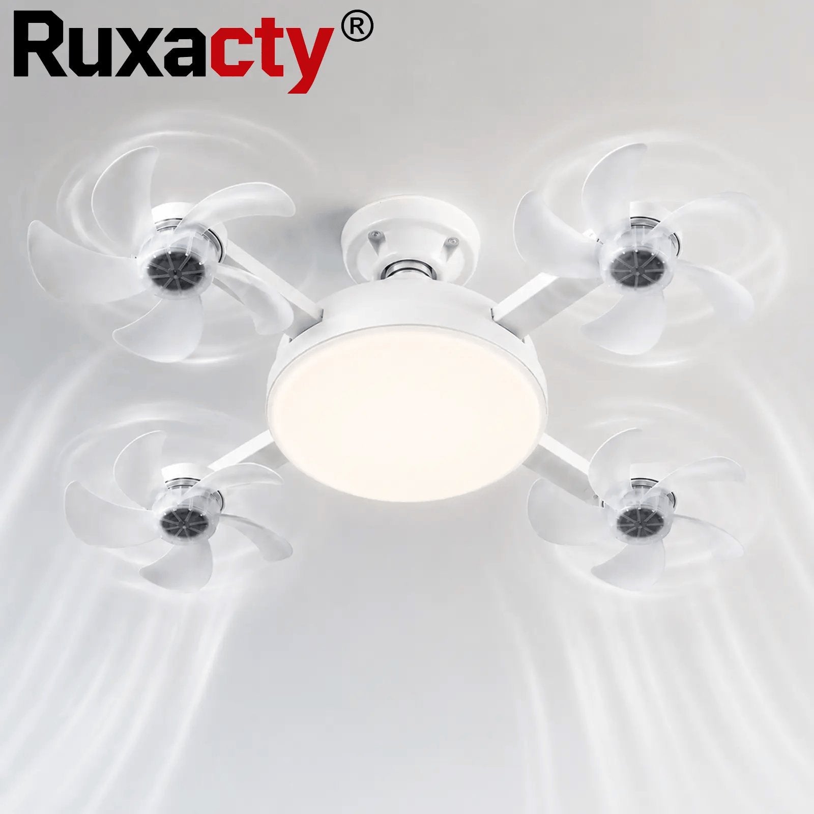 Rachymack Ruxacty Screw in Ceiling Fan Light with Remote Control 19.7 Inch Foldable LED Socket Fan Light E26 Medium Base Ceiling Fan with 4 Fan Blades Quiet Airflow Bright Lighting Easy Installation for Bedroom Kitchen Garage Office and Dorm