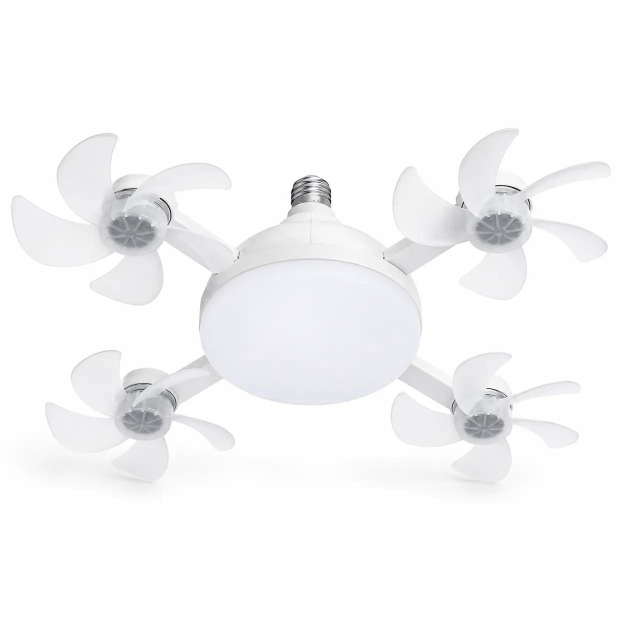 Rachymack Ruxacty Screw in Ceiling Fan Light with Remote Control 19.7 Inch Foldable LED Socket Fan Light E26 Medium Base Ceiling Fan with 4 Fan Blades Quiet Airflow Bright Lighting Easy Installation for Bedroom Kitchen Garage Office and Dorm