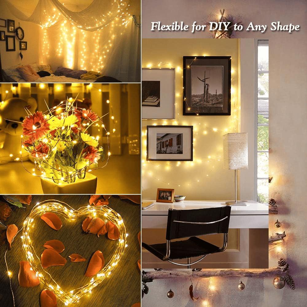 Rachymack Solar String Lights for Outside, 2 Pack Total 66FT 200 LED Solar Fairy Lights Outdoor Waterproof, 8 Modes Mini Outdoor Light String Twinkle Light for Tree Garden Party Christmas, Warm White