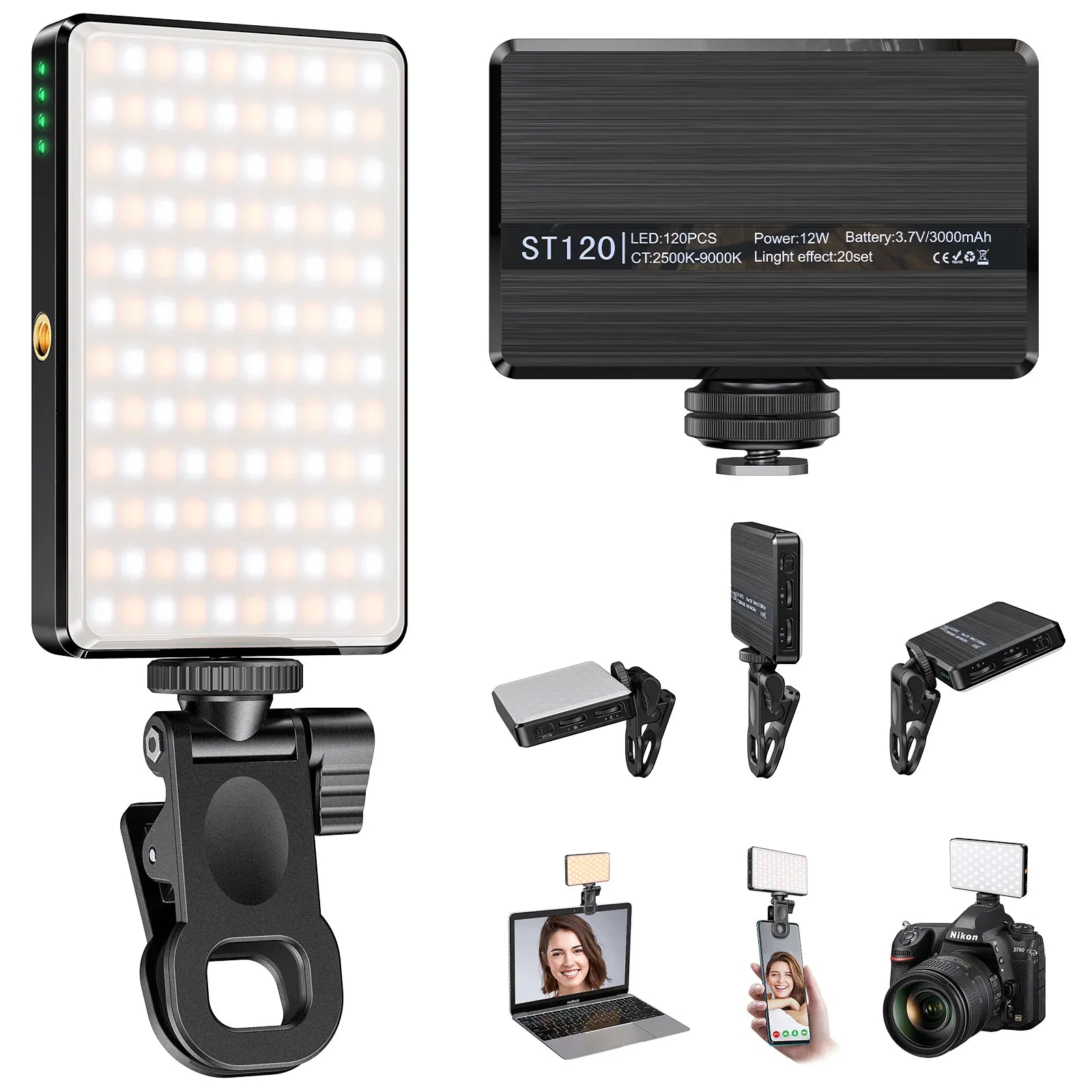 Rachymack ST-120 Rechargeable LED Video Light - 3 Modes | Portable Selfie Light
