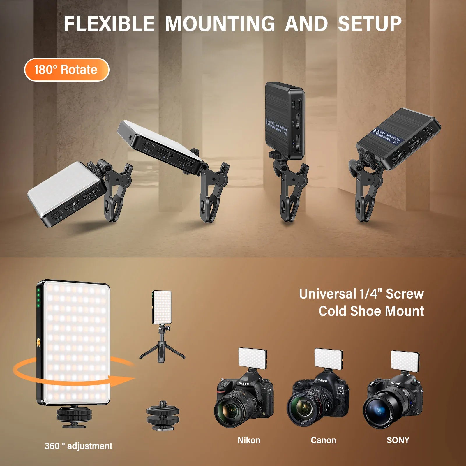 Rachymack ST-120 Rechargeable LED Video Light - 3 Modes | Portable Selfie Light