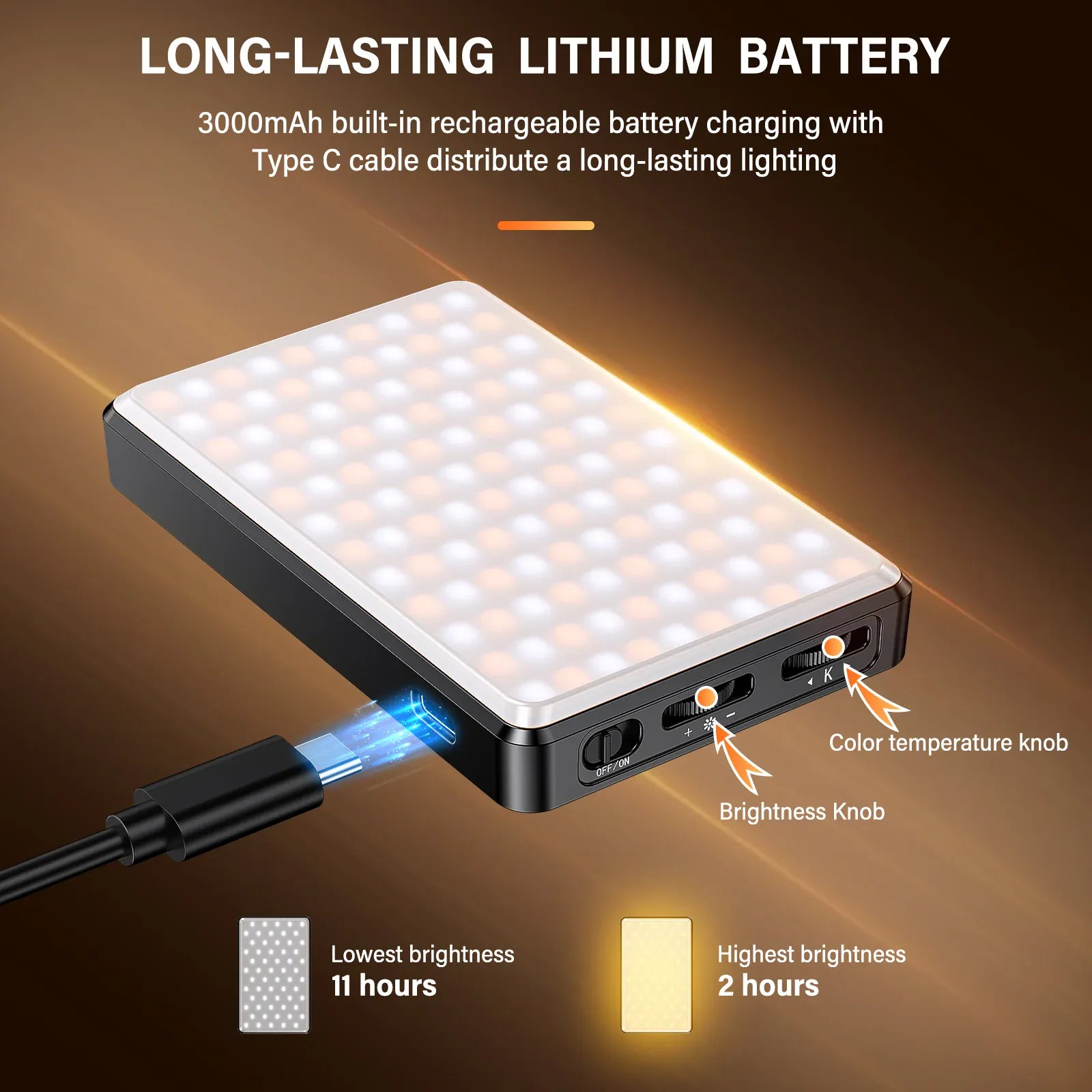 Rachymack ST-120 Rechargeable LED Video Light - 3 Modes | Portable Selfie Light