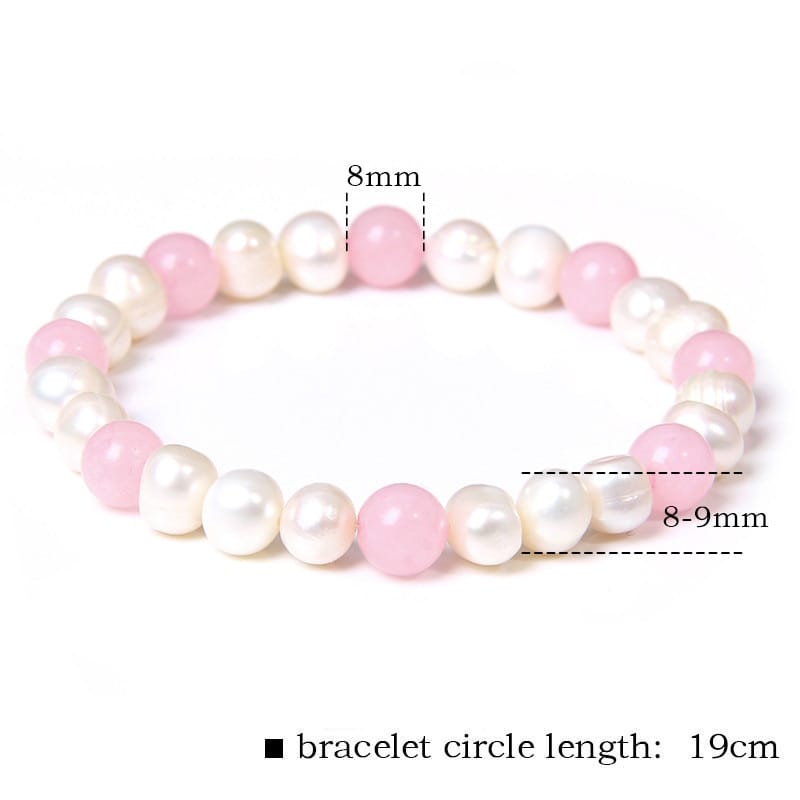 Rachymack Style 27 / 17cm Trendy Rose Quartzs Bracelet Pink Crystal Beads Bracelets
