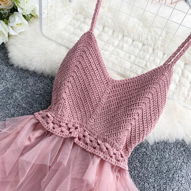 Rachymack Summer Sleeveless Sling Gauze Tulle Dress