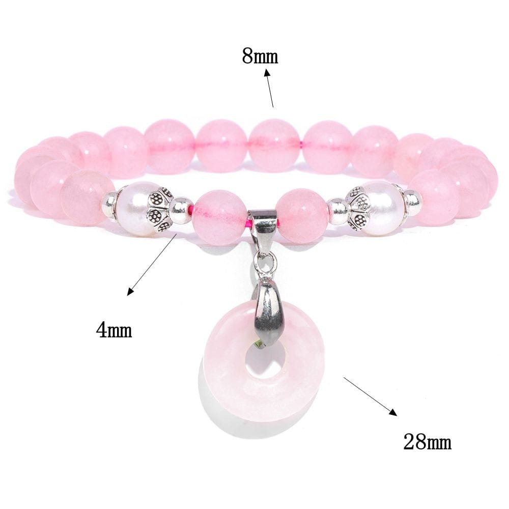 Rachymack Trendy Rose Quartzs Bracelet Pink Crystal Beads Bracelets