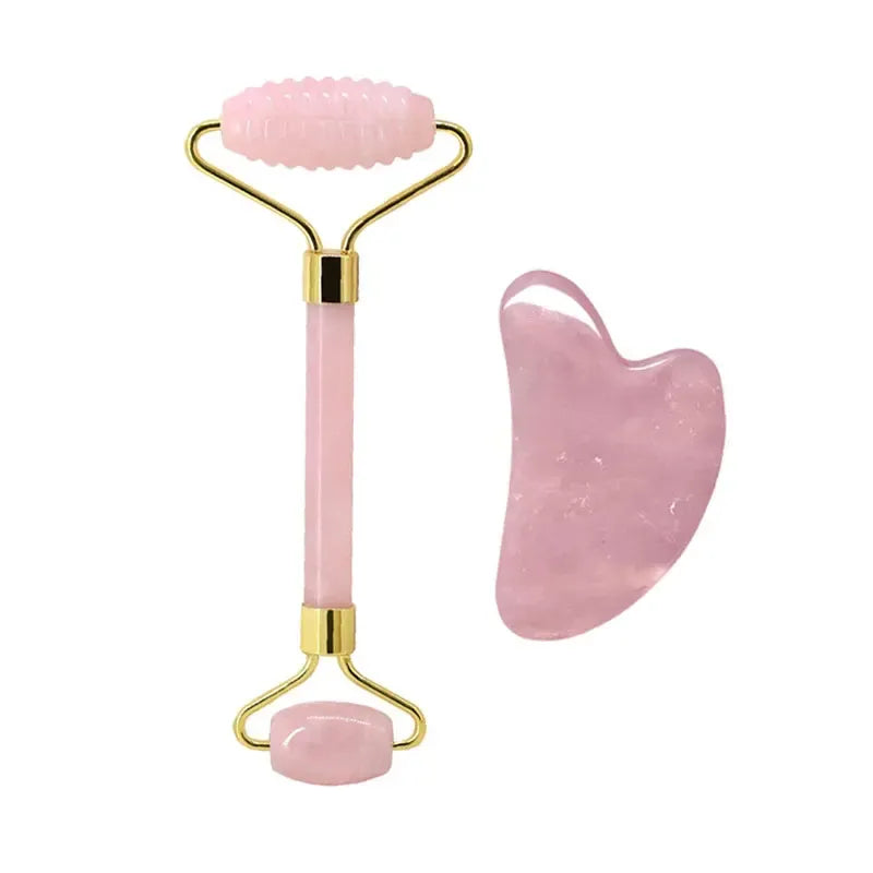 Rachymack Type 8 Rose Quartz Face Roller & Gua Sha