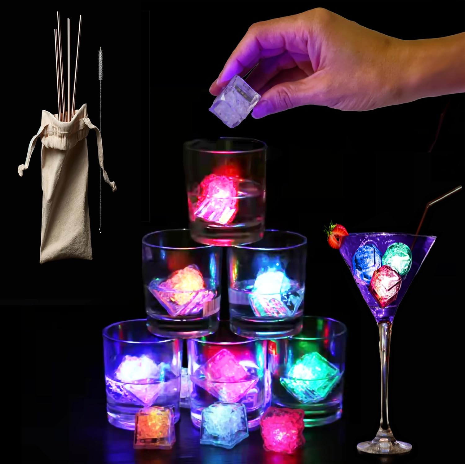 Rachymack Waterproof Led Ice Cube Drinking Party Wine Decoration
